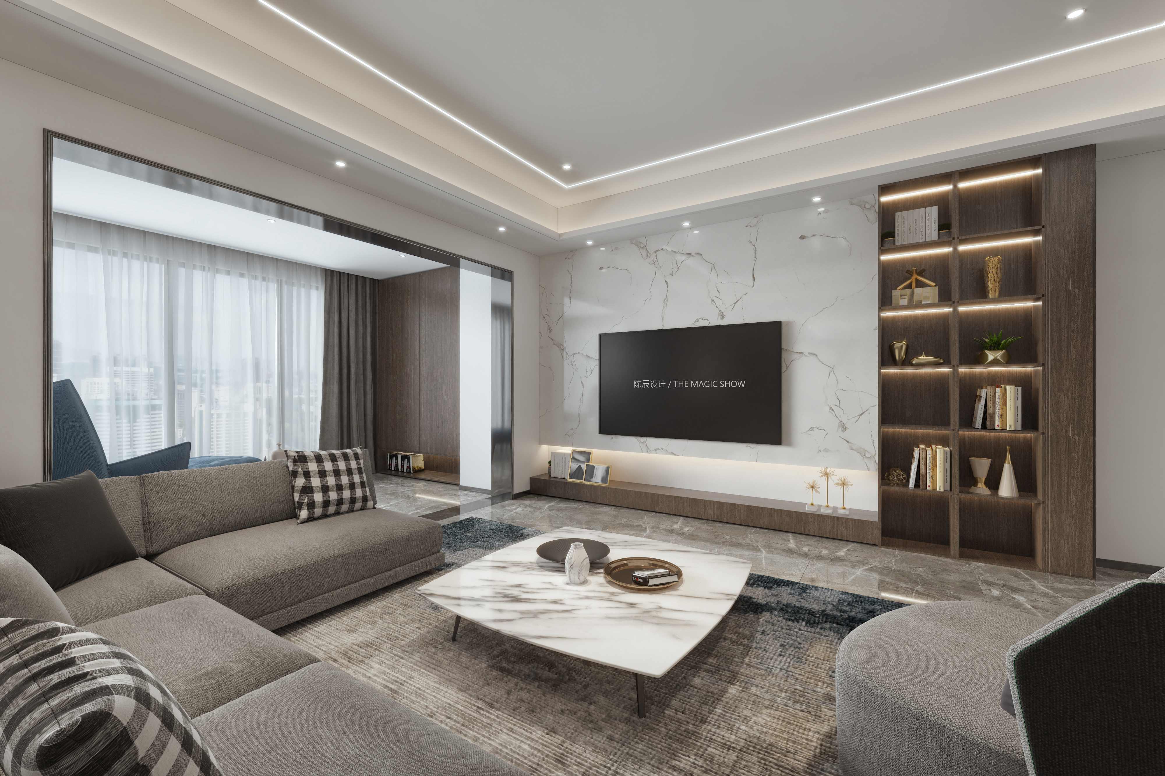 海棠時代廣場150平方米 三室兩廳 現代輕奢客廳3