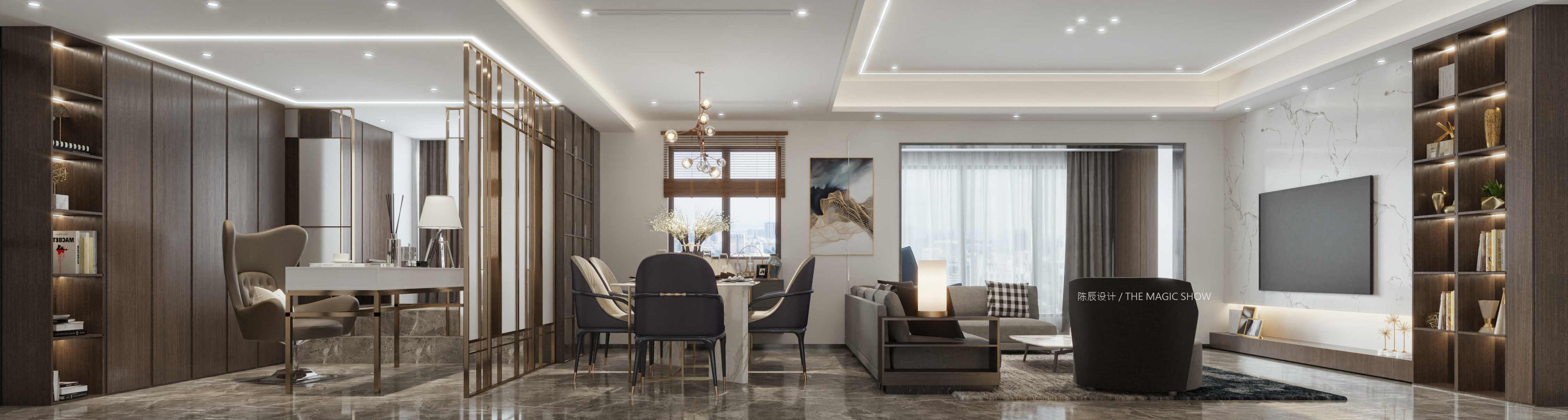 海棠時代廣場150平方米 三室兩廳 現代輕奢客廳4