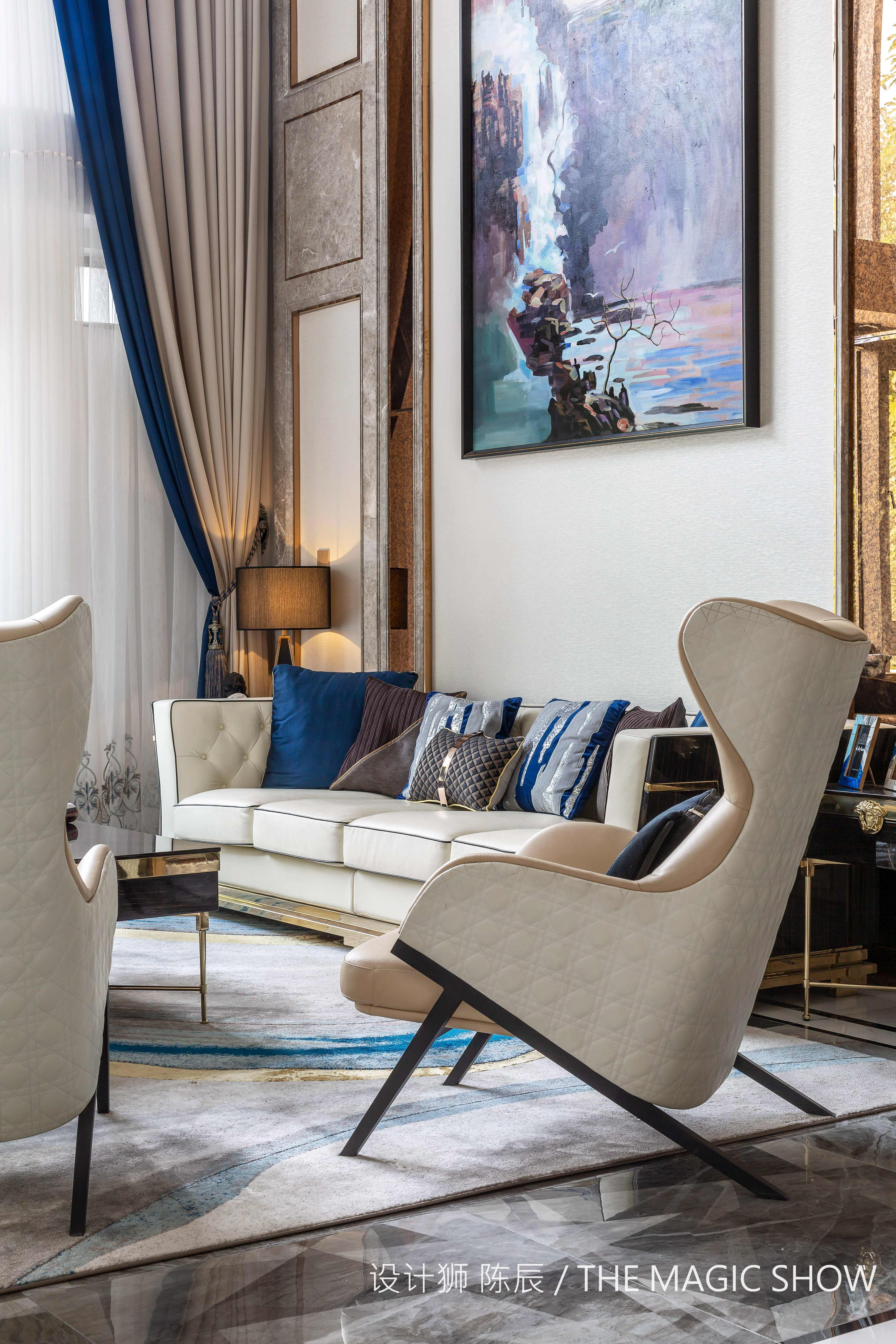 實景彩疊園別墅 500平方米 四室兩廳 現代輕奢客廳1