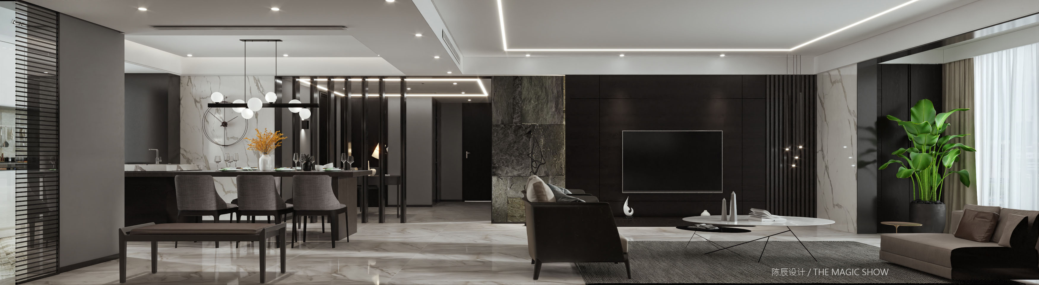 中環豐錦180平方米 三室兩廳 現代輕奢客廳