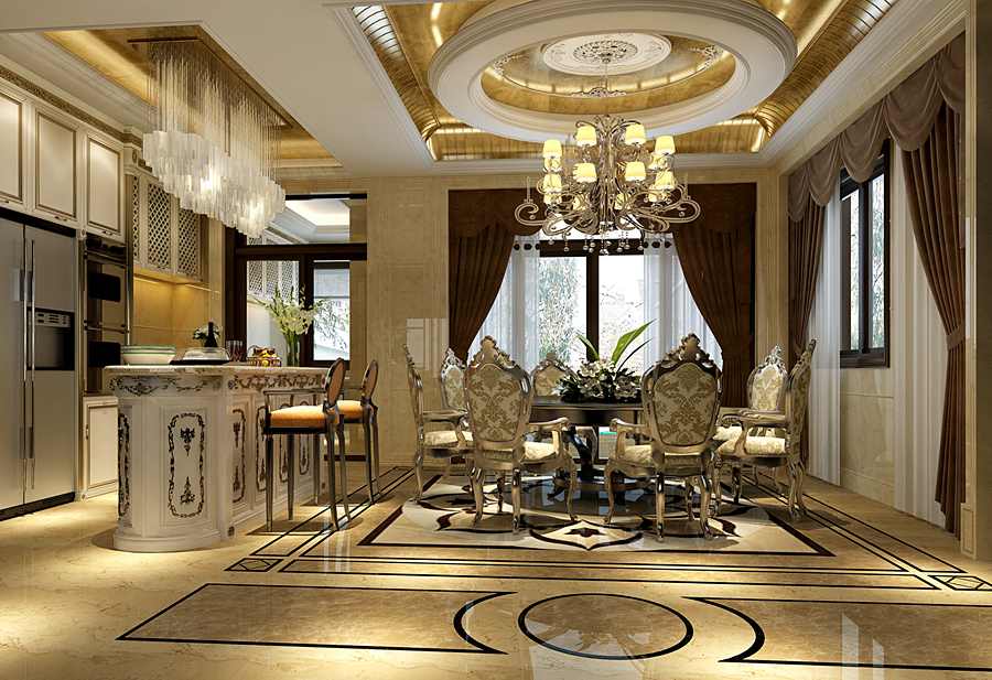 龍湖源著四室三廳278㎡新中式風格餐廳