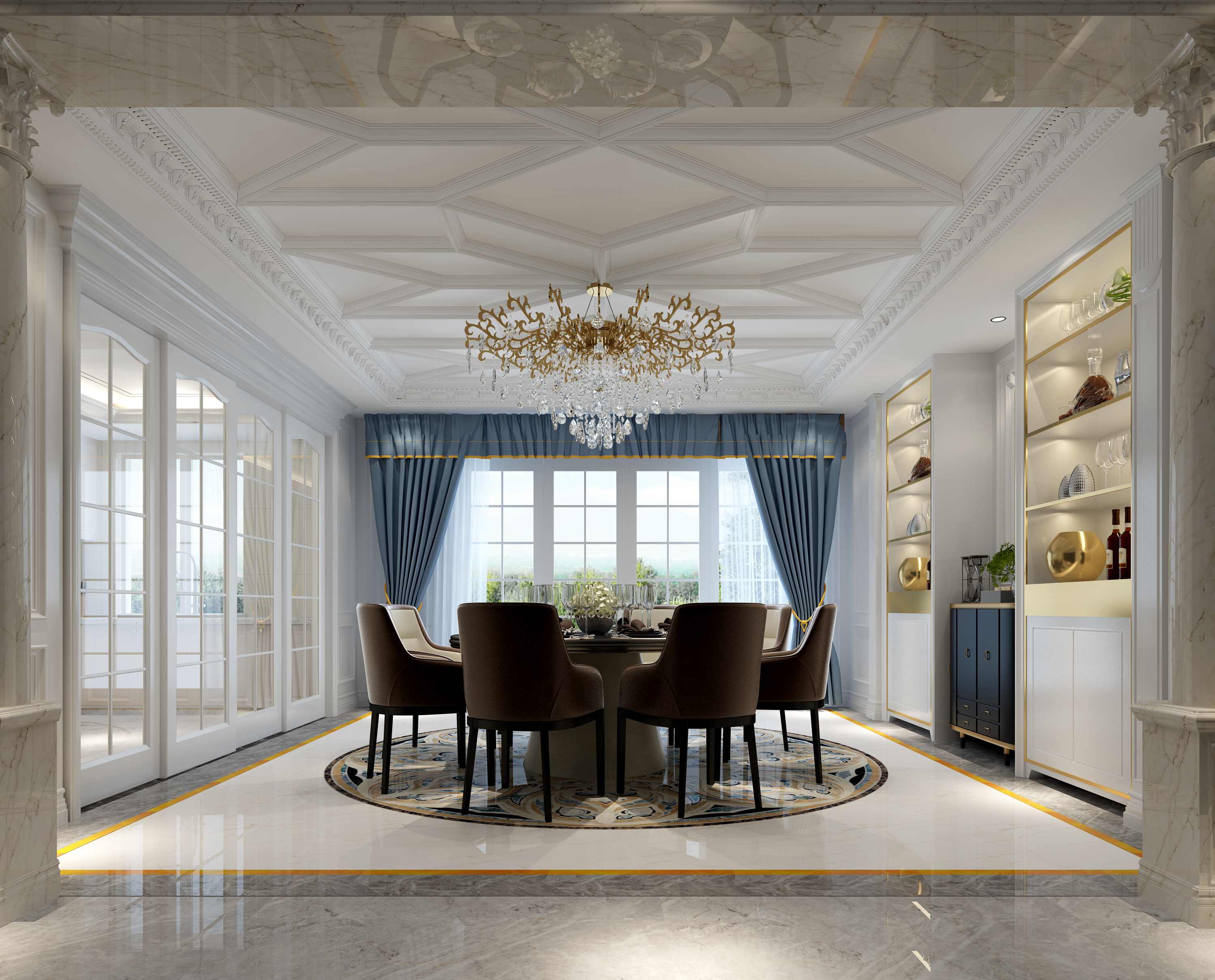 悠山郡 五室三廳520㎡混搭風格餐廳