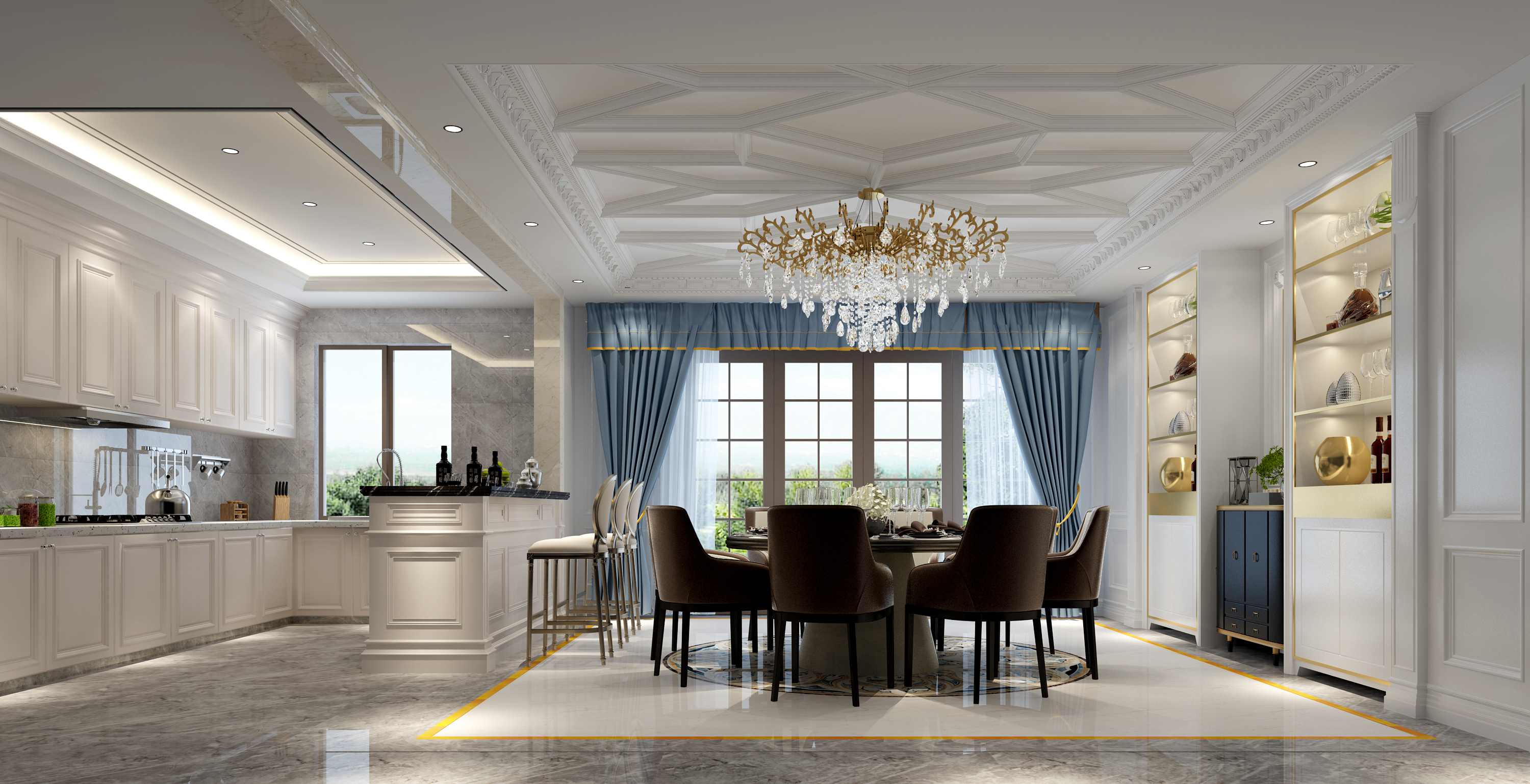 悠山郡 五室三廳520㎡混搭風格餐廳1