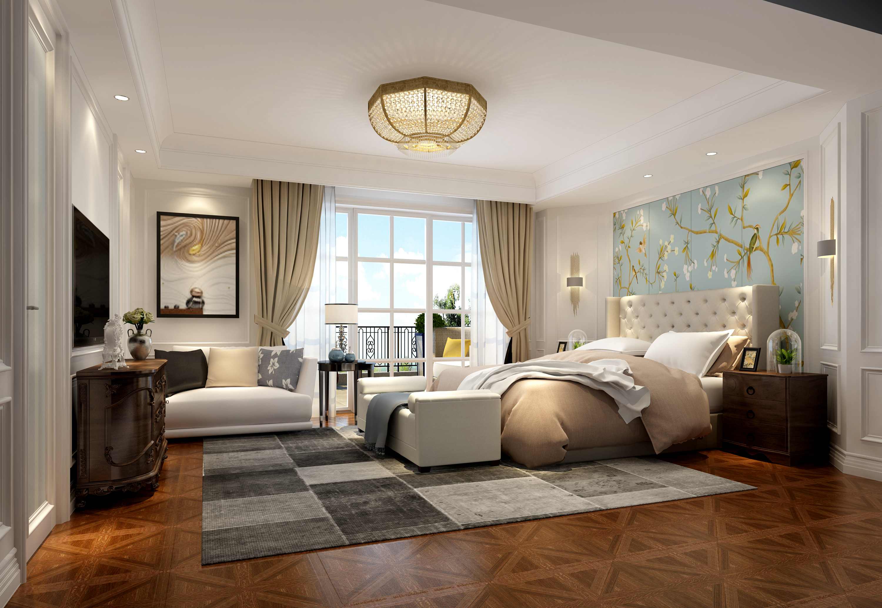 悠山郡 五室三廳520㎡混搭風格主臥