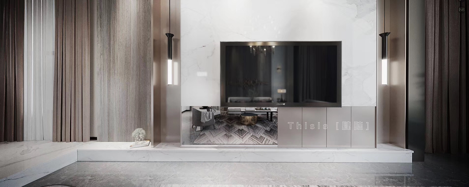 都市半山500 坪別墅設計客廳1