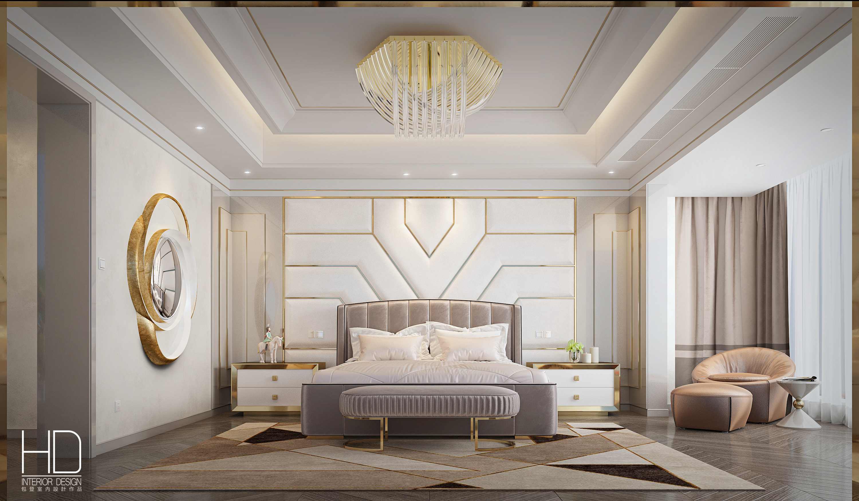 麓湖·麒麟薈躍層420㎡現(xiàn)代輕奢風(fēng)格主臥