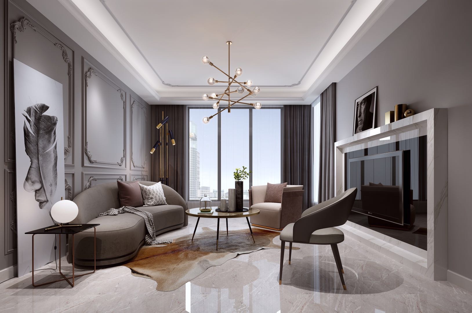 南門綠郡98平現代風格客廳