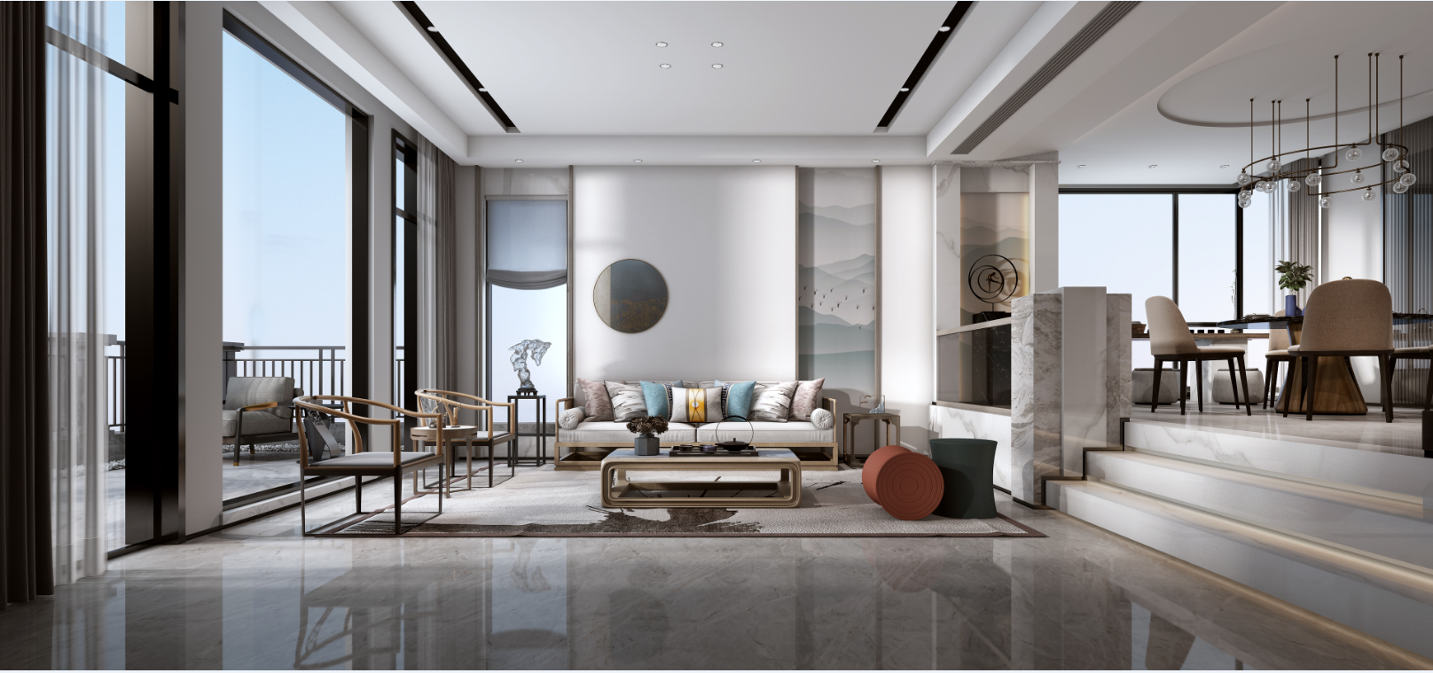 半山藍(lán)灣六室四衛(wèi)319平別墅設(shè)計(jì)客廳