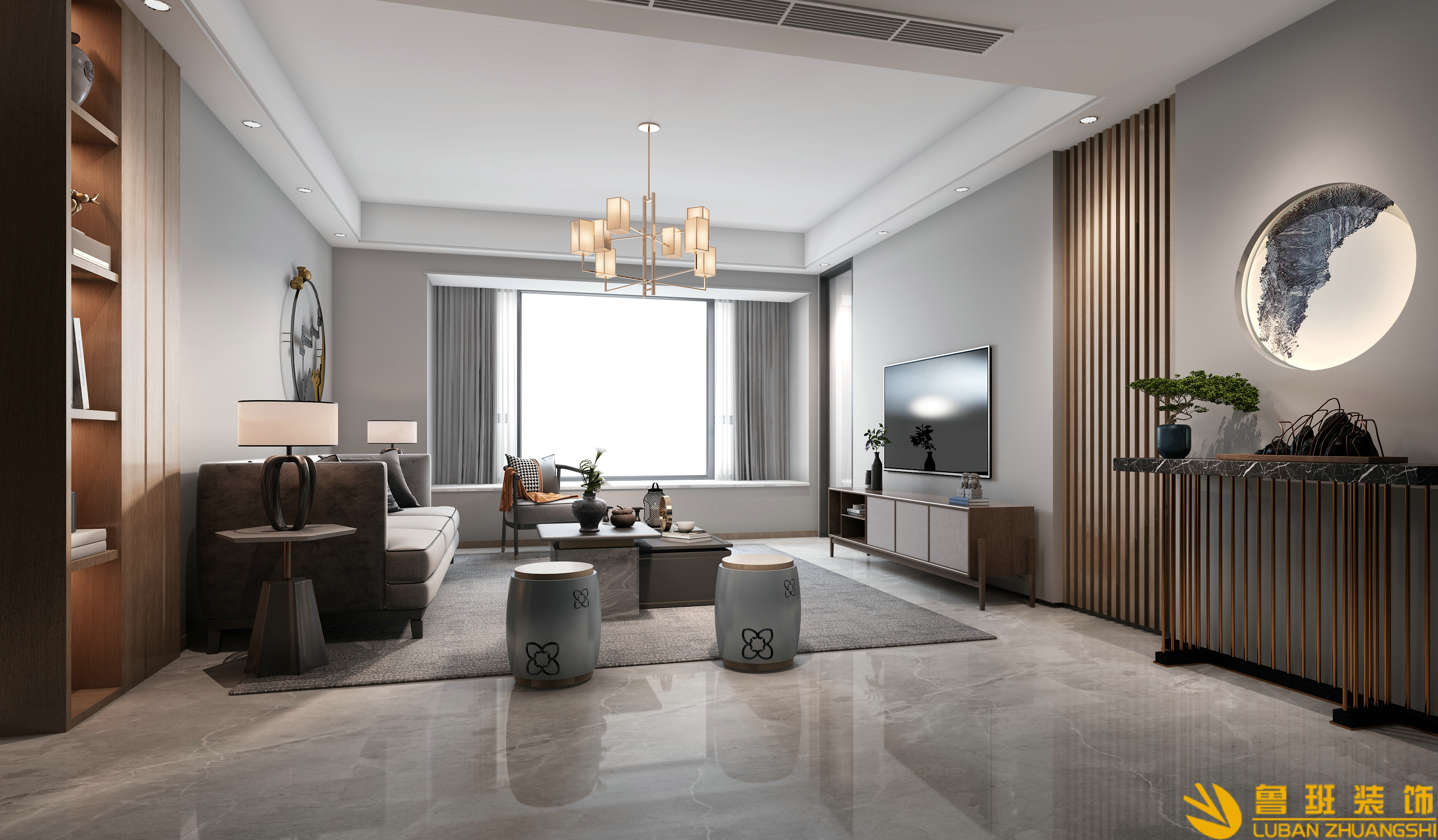 東苑四室兩衛115平米新中式客廳