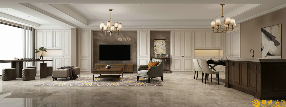 時代金科名苑兩室兩衛130平米現代美式客廳