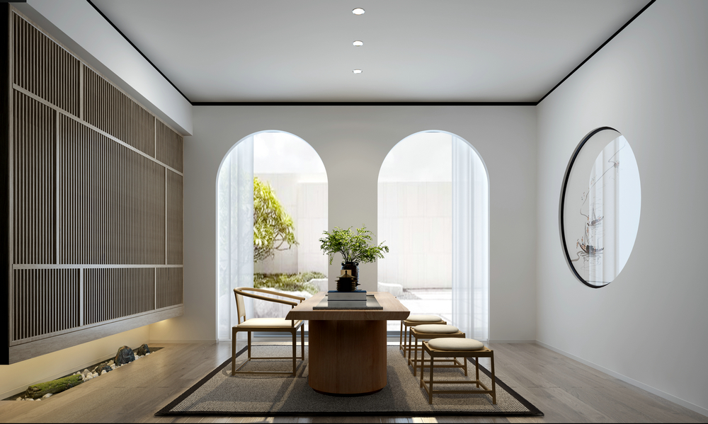 魯班合院別墅設計650平茶室