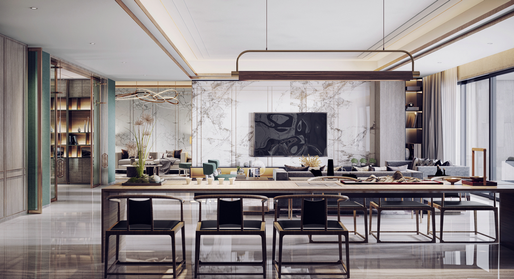 南湖國際珍湖大平層魯班設計裝修茶室