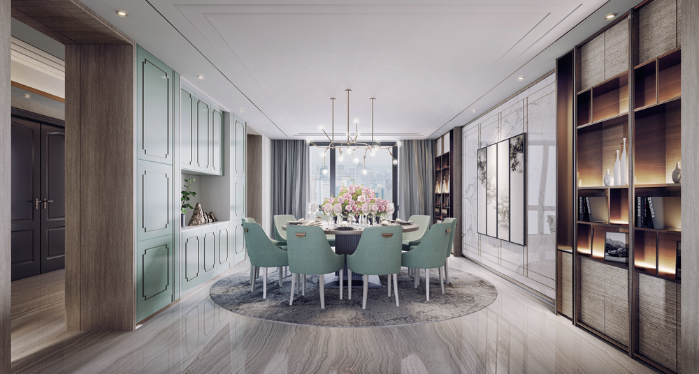 南湖國際珍湖大平層魯班設計裝修主臥餐廳