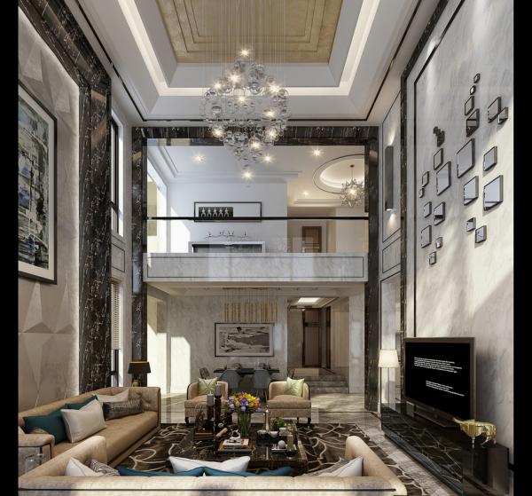 保利拉菲莊園500平港式別墅設計