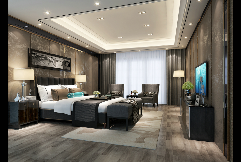 保利拉菲莊園500平港式別墅設(shè)計(jì)臥室