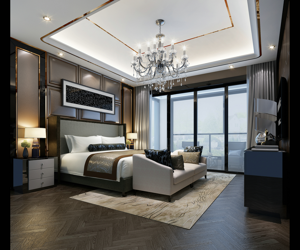 保利拉菲莊園500平港式別墅設(shè)計(jì)主臥