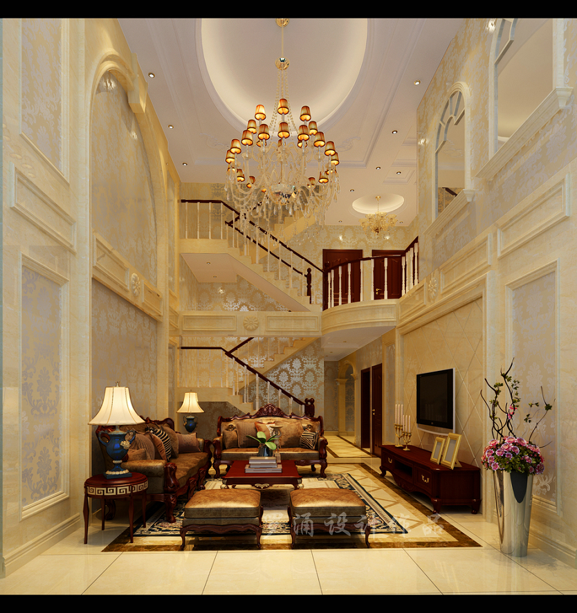 恒大金碧天下疊拼別墅設(shè)計客廳1