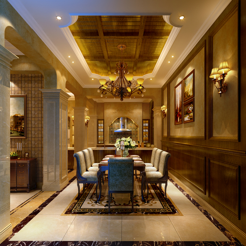 鷺湖宮長岸堤香450平美式別墅設計餐廳