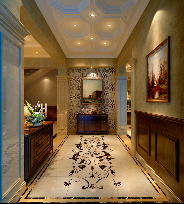 鷺湖宮長岸堤香450平美式別墅設計門廳