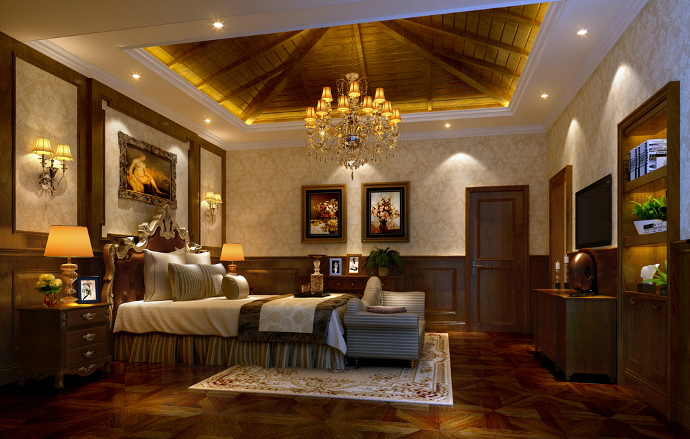 鷺湖宮長岸堤香450平美式別墅設計主臥