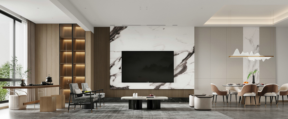 東源湖光樾墅230平設(shè)計(jì)裝修客餐廳