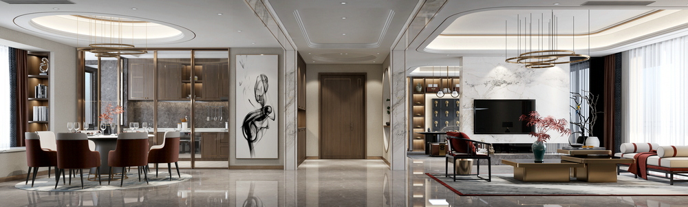 德陽碧桂園200平中式大平層設計餐廳