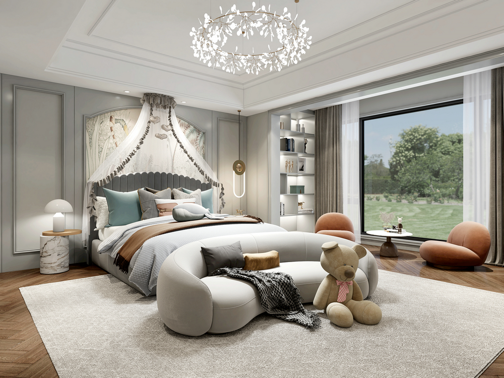 東湖花語別墅現代輕奢700平設計兒子房