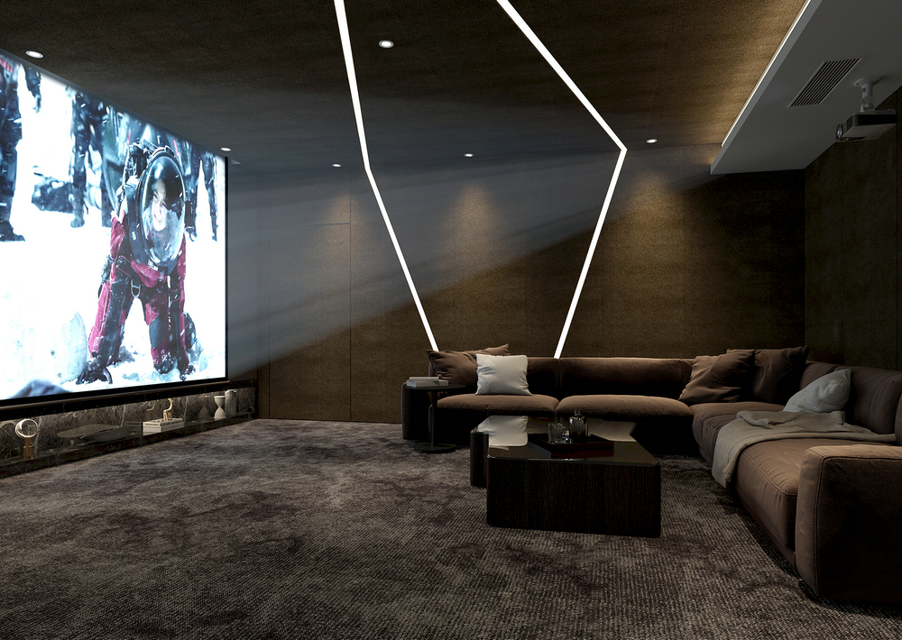 東湖花語別墅現代輕奢700平設計影視廳