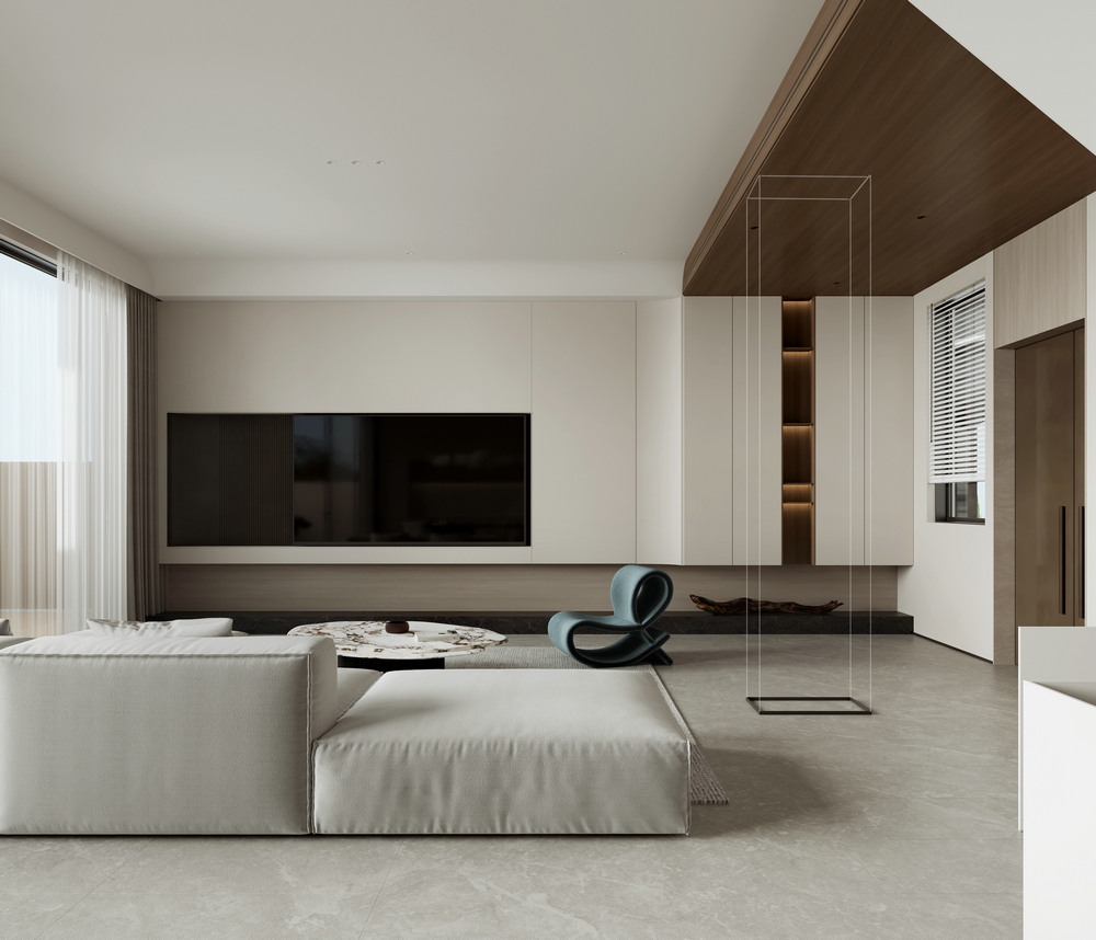 中南樾府現代極簡別墅設計客廳