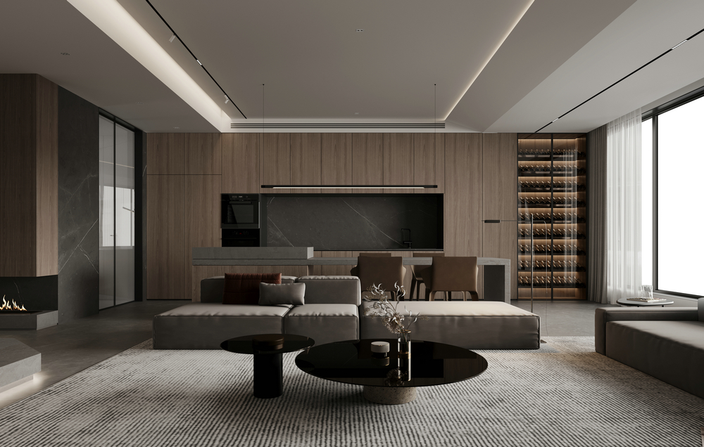 宸光和悅疊拼別墅意式風格設計客廳