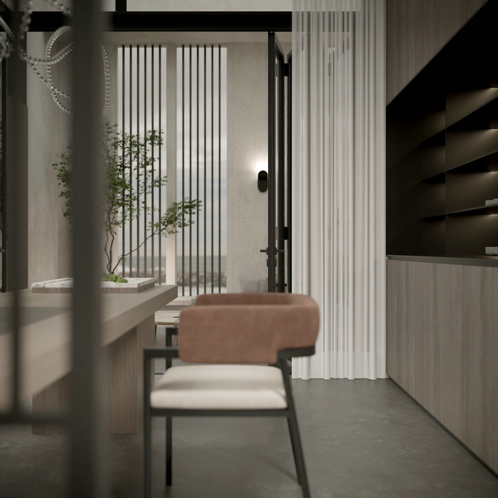 宸光和悅疊拼別墅意式風格設計吧臺