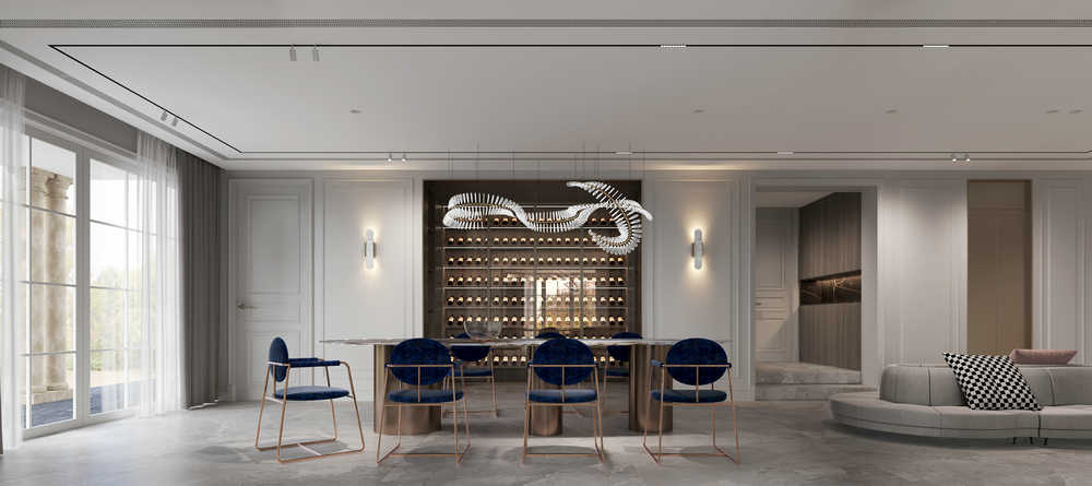 亞特蘭蒂斯現代法式別墅設計餐廳全景