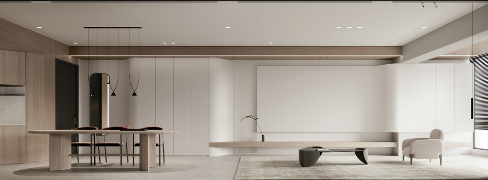 英倫聯邦平層極簡設計客廳背景