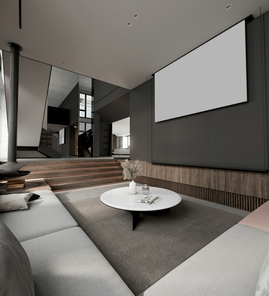 信合御龍山躍層暗黑系列炫酷設計影視廳