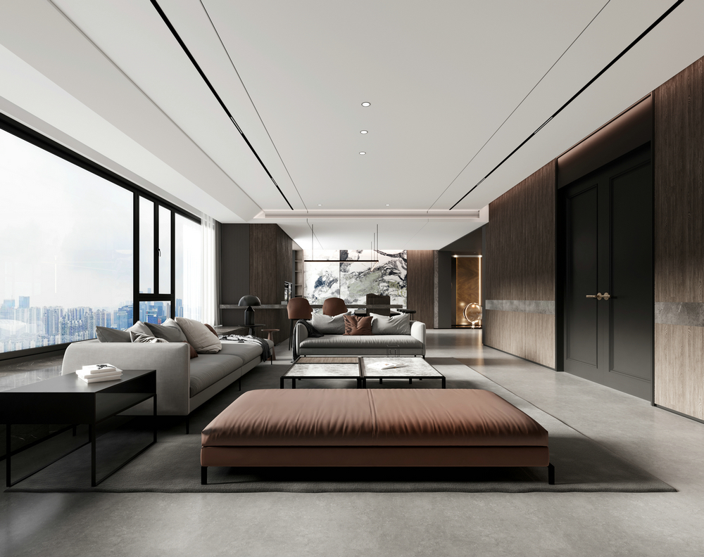 信合御龍山躍層暗黑系列炫酷設計客廳