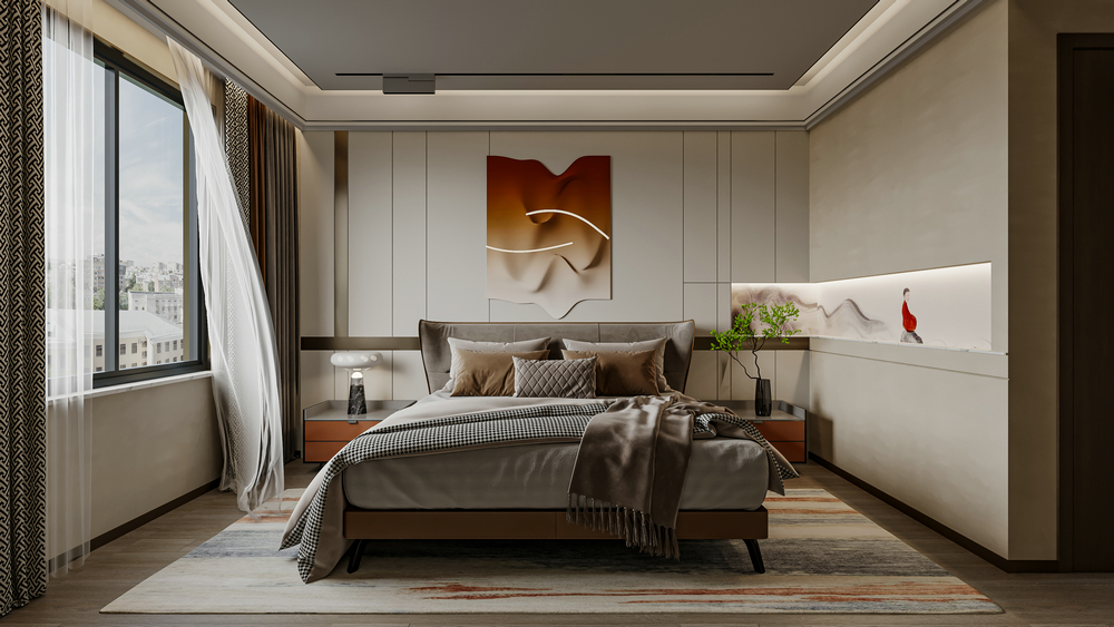 廣州越秀和樾府新中式設計臥室