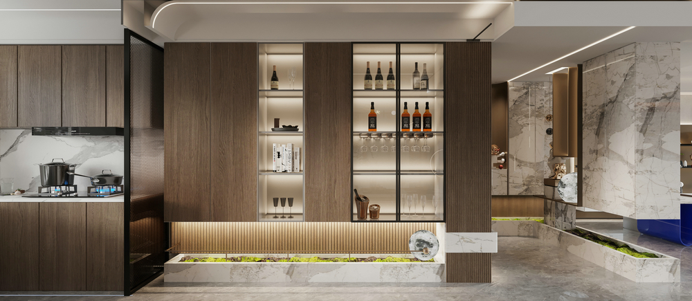 蘭香湖壹號230平現代輕奢設計酒水區