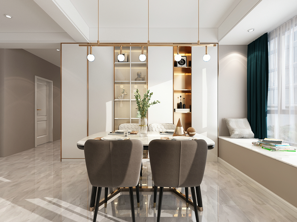 奧園廣場138平裝修設計餐邊柜