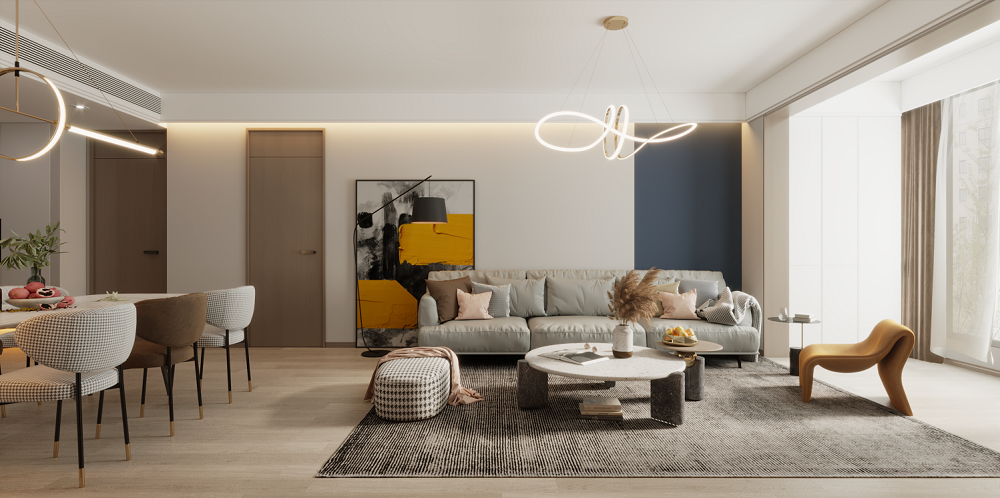 美泉悅府132平裝修設計客廳