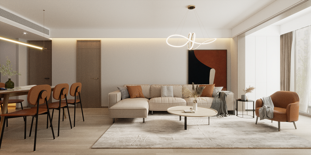 美泉悅府132平裝修設計客廳背景