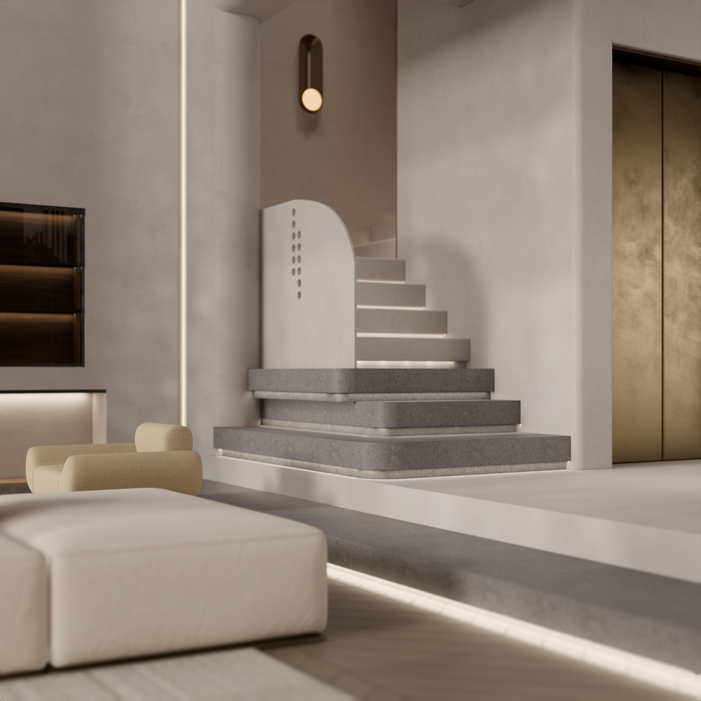 北京城建龍樾灣500平聯排別墅設計樓梯