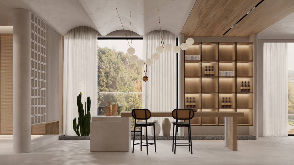 北京城建龍樾灣500平聯排別墅設計吧臺區