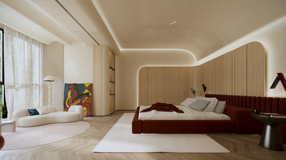 麓湖麒麟薈230平躍層設計主臥起居室