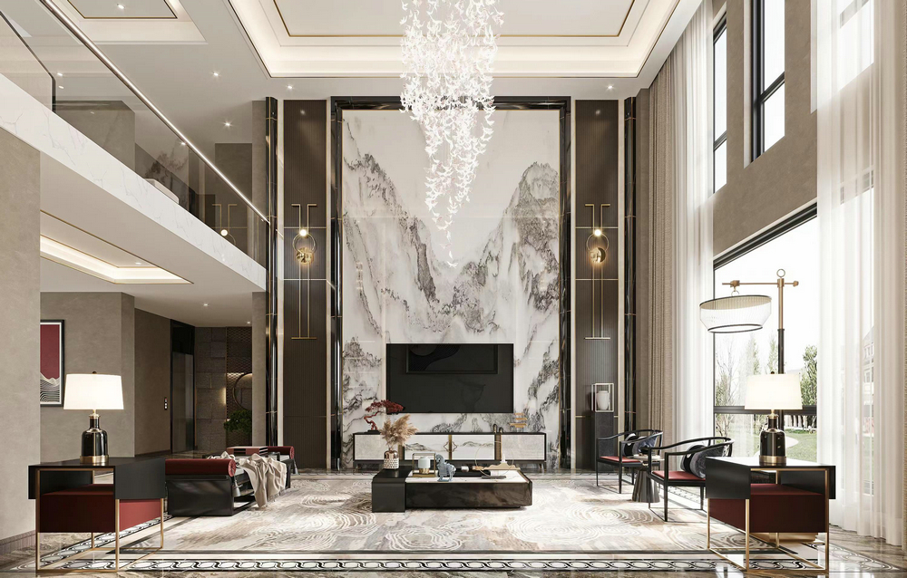 芙蓉古城800平方新中式設計客廳