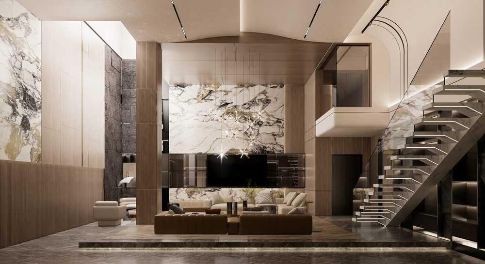 人居梧桐嶼400平聯(lián)排別墅設(shè)計(jì)客廳