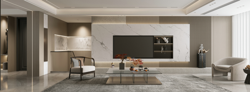 異地業(yè)主意式輕奢設(shè)計(jì)客廳