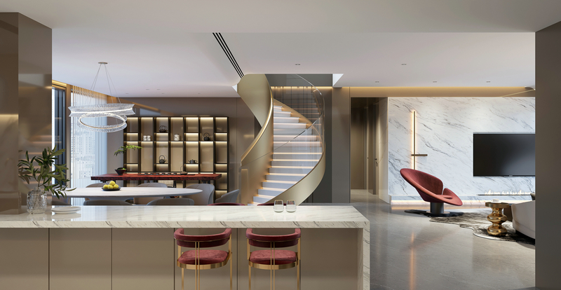 德商御府天驕256平躍層裝修設計樓梯