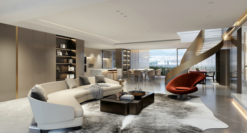 德商御府天驕256平躍層裝修設計客餐廳