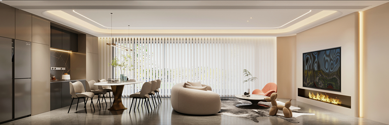 鳳起蘭庭280平聯排設計裝修客廳