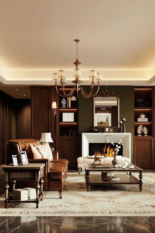 建發央璽200平美式復古設計客廳